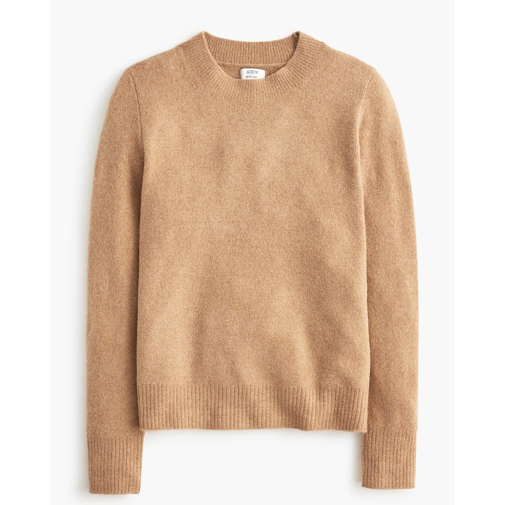J Crew sweater Pullover Crewneck in extra-soft yarn NEW Tan Medium